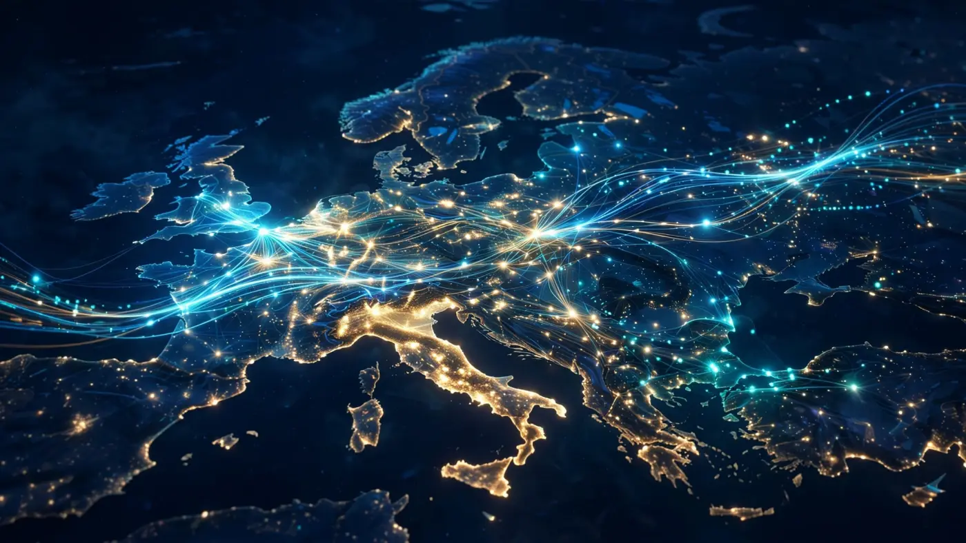 Visualización abstracta de flujos de datos de mercados europeos
